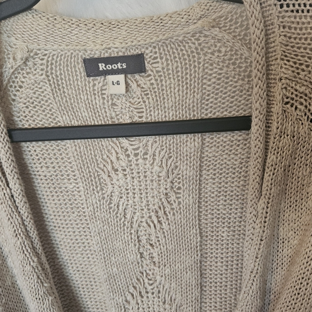 Roots Classic Knit Longline Cardigan w/ Tie Belt and Pockets - Picture 2 of 6